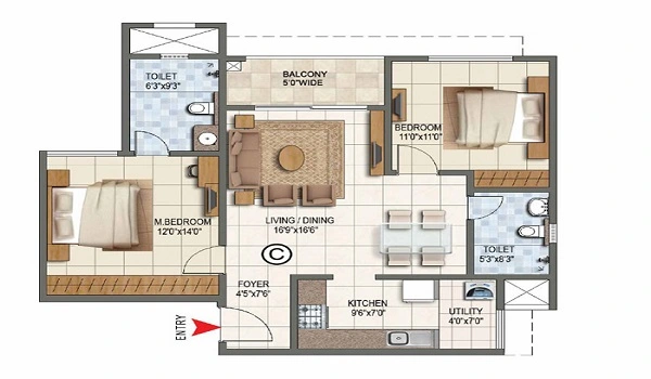 Featured Image of Godrej Tiara 3.5 BHK Apartment Floor Plan