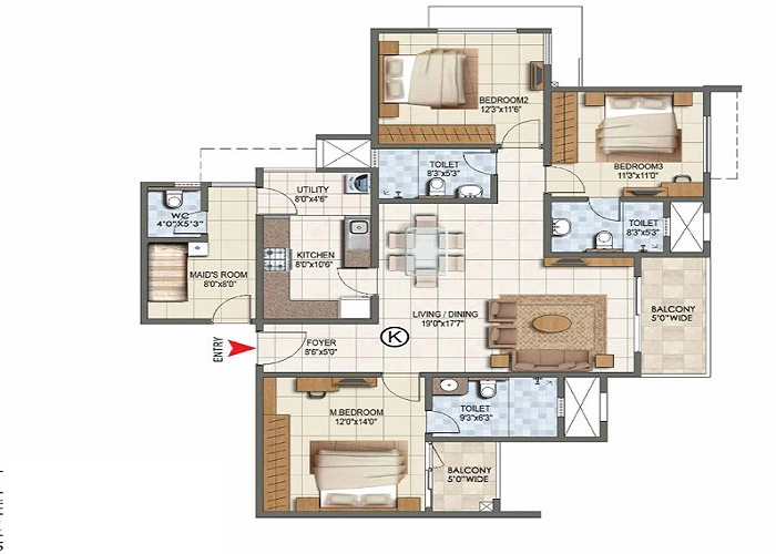 Featured Image of Godrej Exquisite 3 BHK Floor Plan